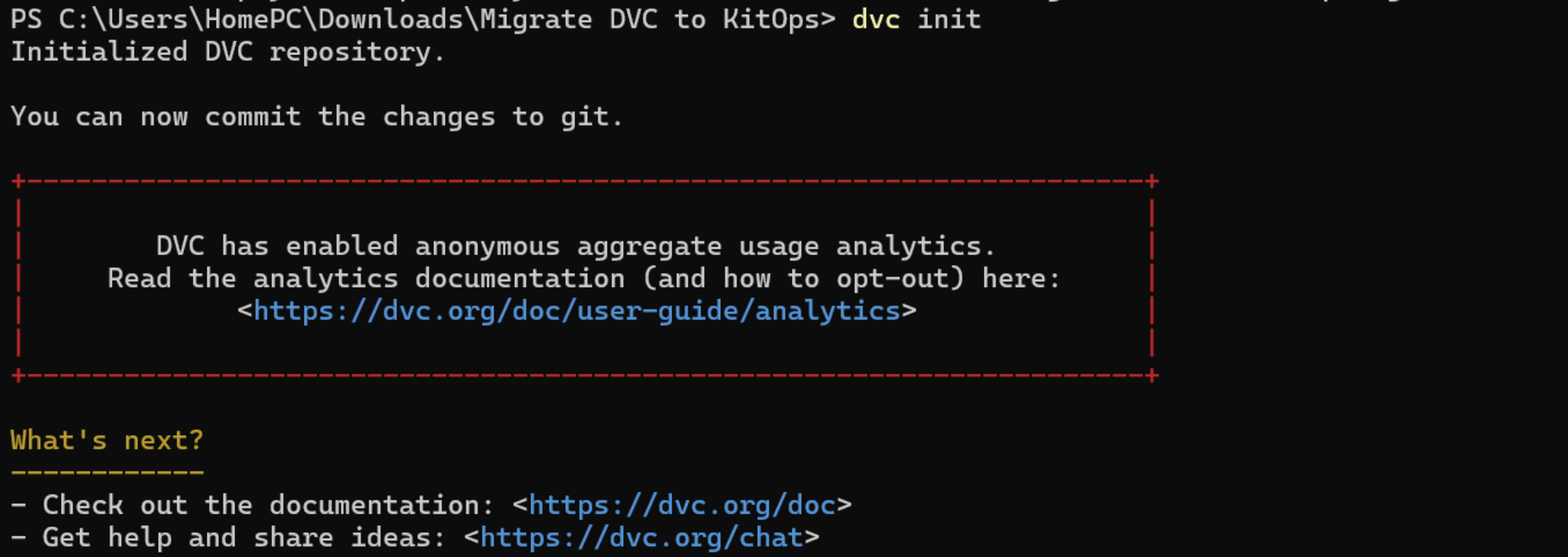 DVC initialization