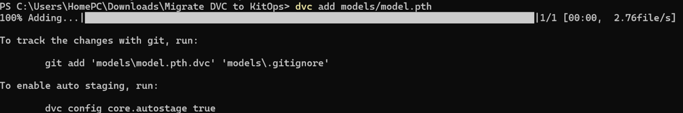 DVC artifact tracking