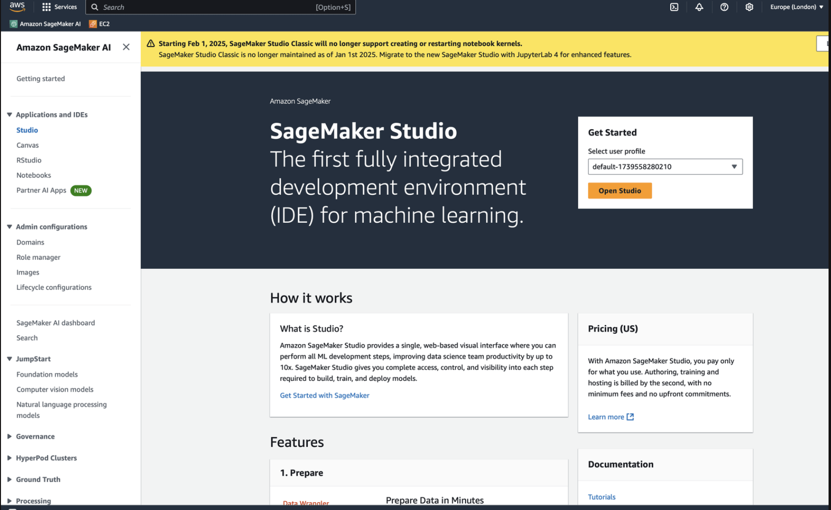SageMaker Studio Home
